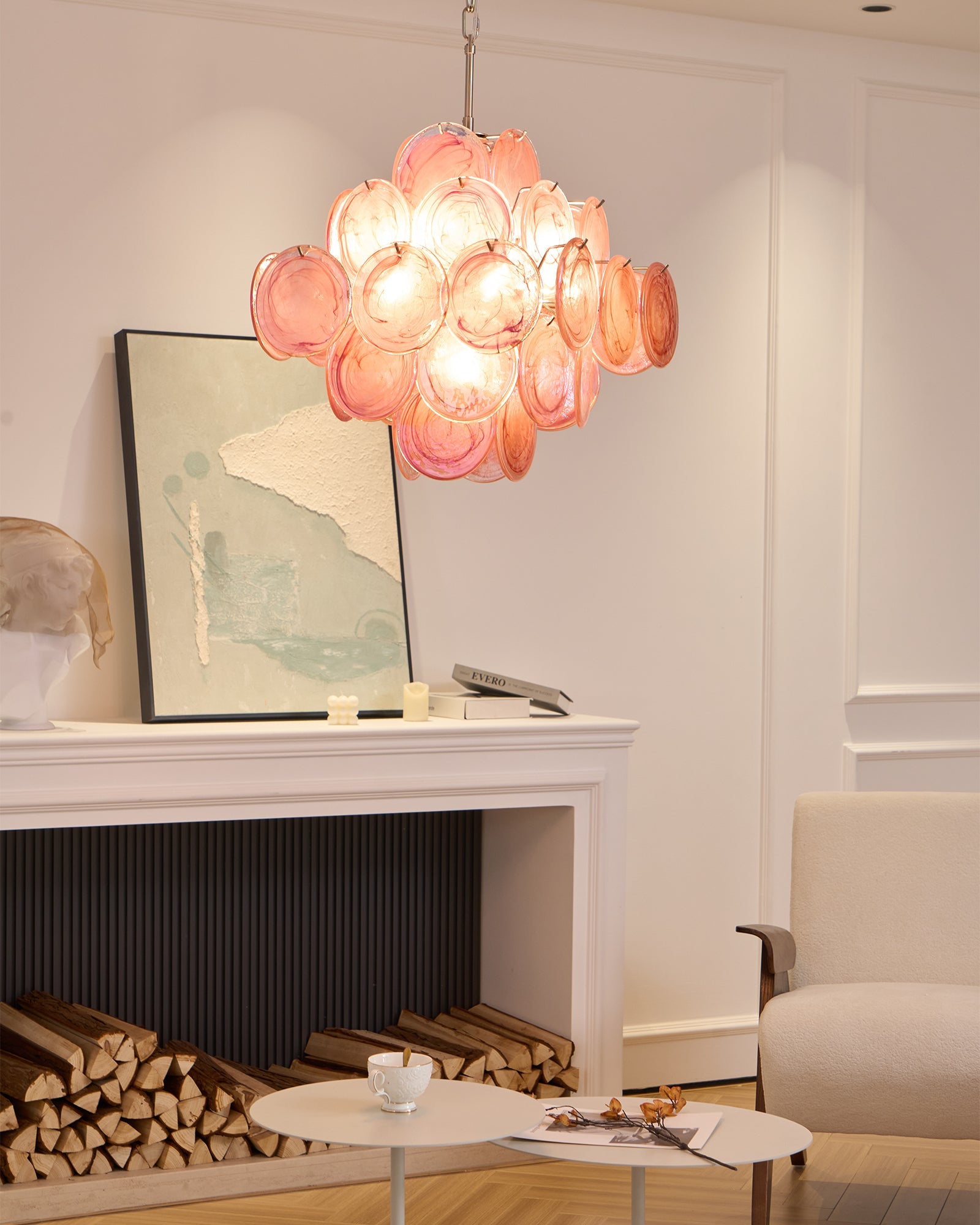 Aurelia Pink Glass Chandelier Glass lighting by Bling Lighting Studio