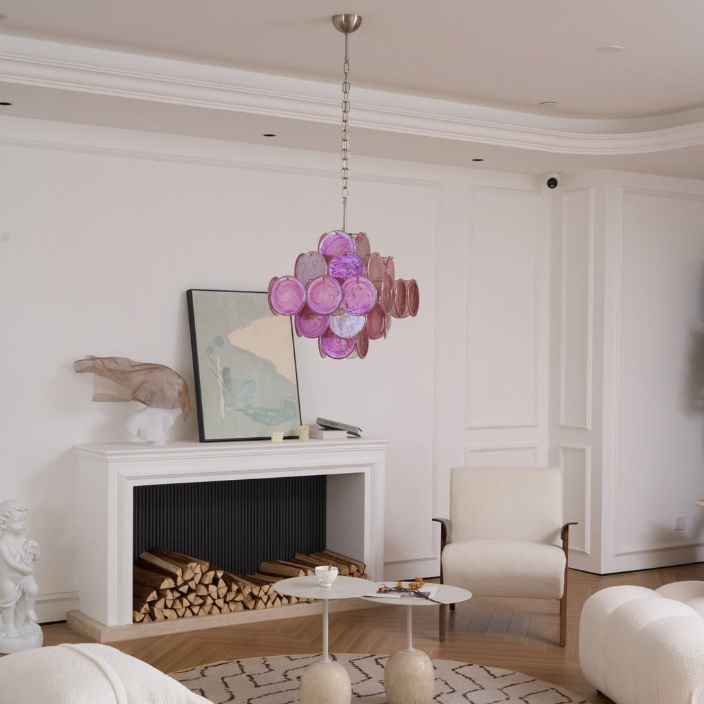 Aurelia Pink Glass Chandelier Glass lighting by Bling Lighting Studio