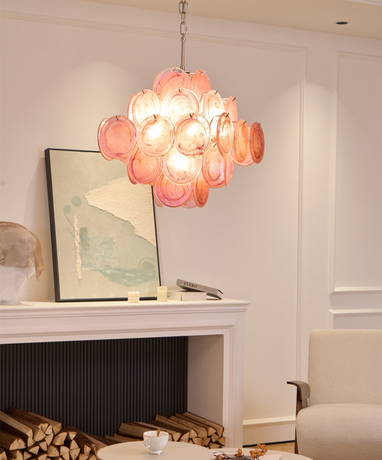 Aurelia Pink Glass Chandelier Glass lighting by Bling Lighting Studio