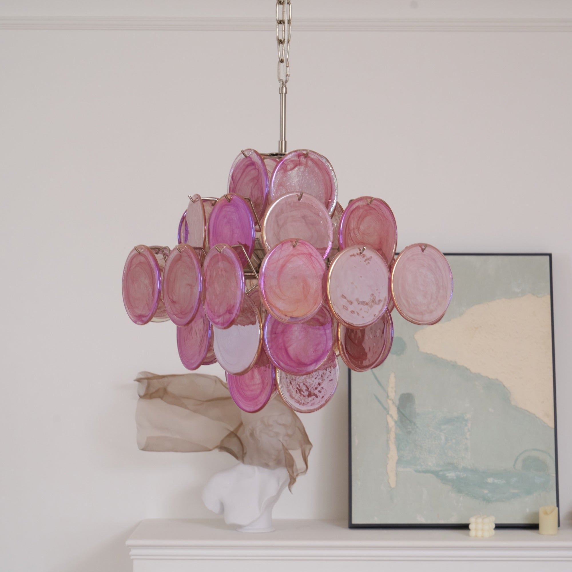 Aurelia Pink Glass Chandelier Glass lighting by Bling Lighting Studio