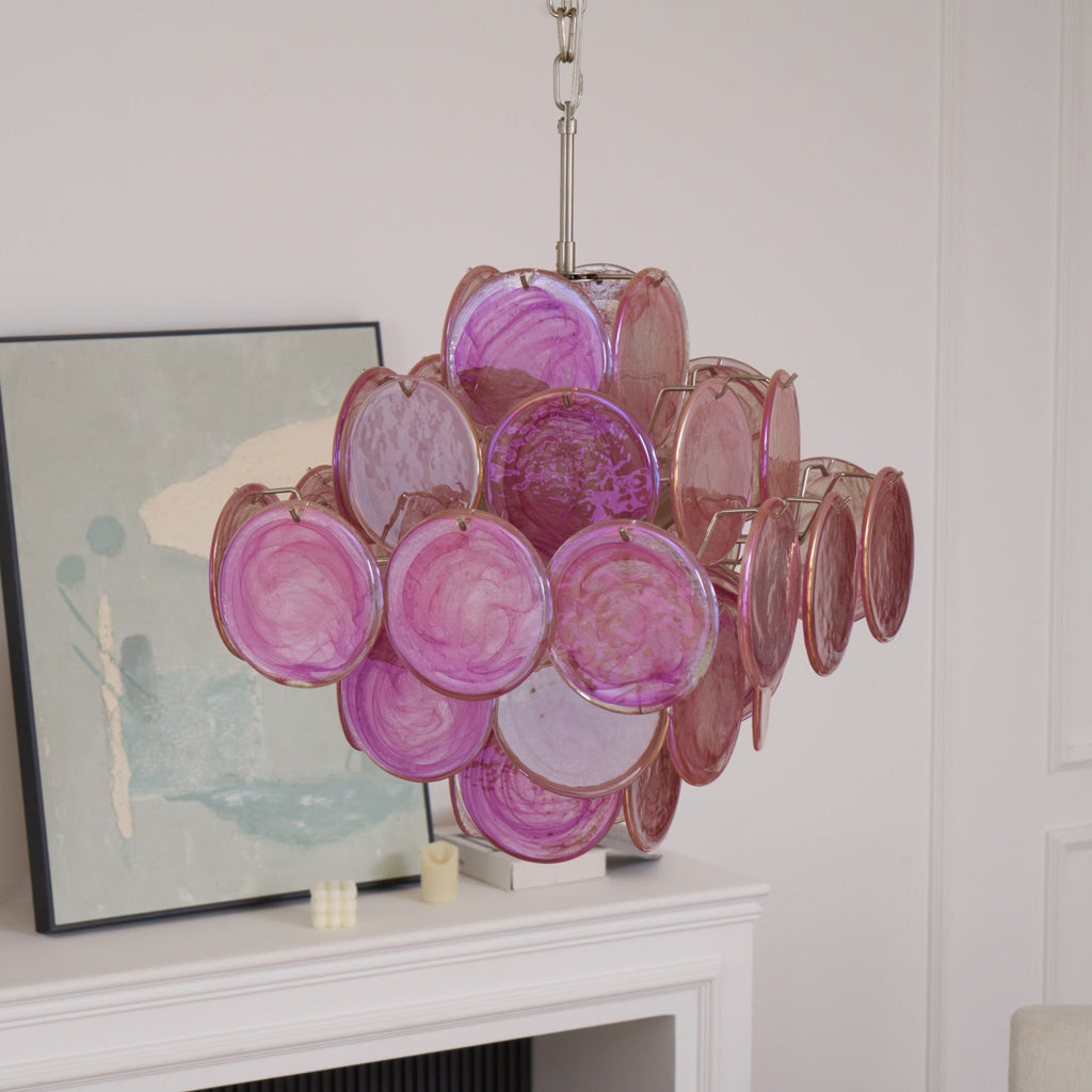 Aurelia Pink Glass Chandelier Glass lighting by Bling Lighting Studio