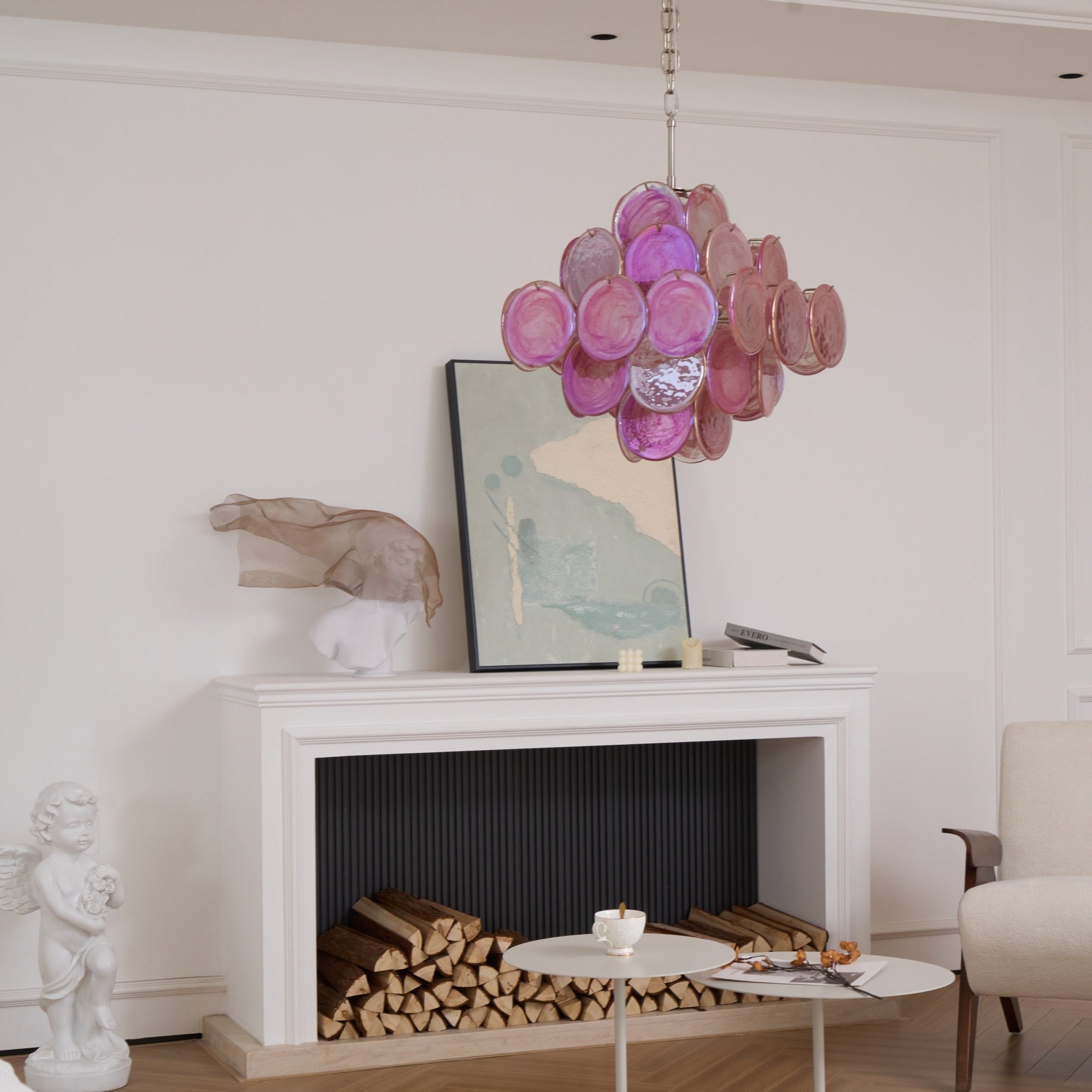 Aurelia Pink Glass Chandelier Glass lighting by Bling Lighting Studio