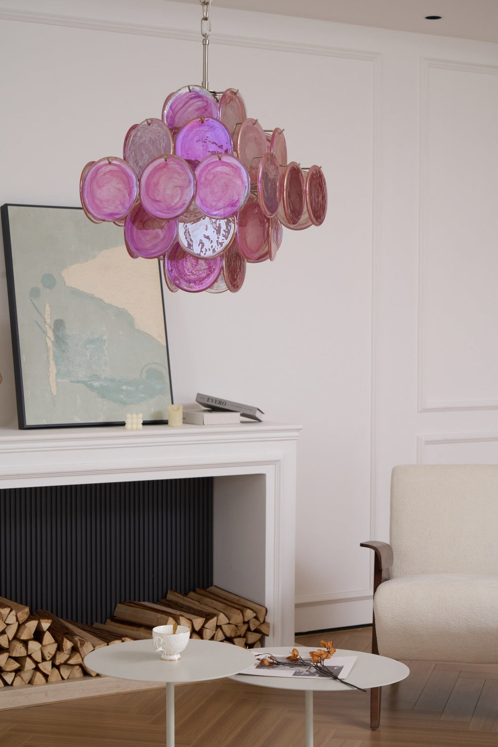Aurelia Pink Glass Chandelier Glass lighting by Bling Lighting Studio