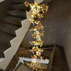 Verdant Branch Copper Vine Glass Flower Stairwell Chandelier by Bling Lighting Studio