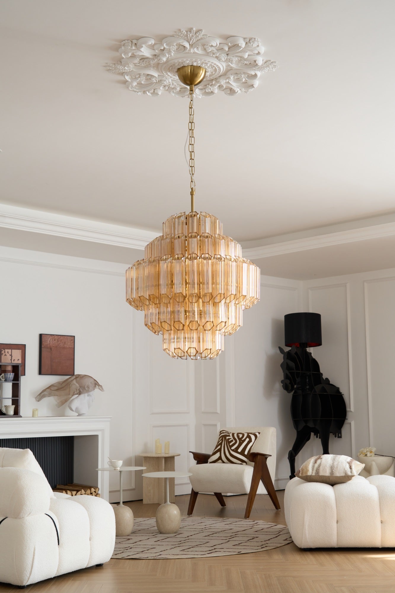 Aurum Cascade Glass Chandelier Murano lighting by Bling Lighting Studio