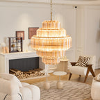Aurum Cascade Glass Chandelier Murano lighting by Bling Lighting Studio