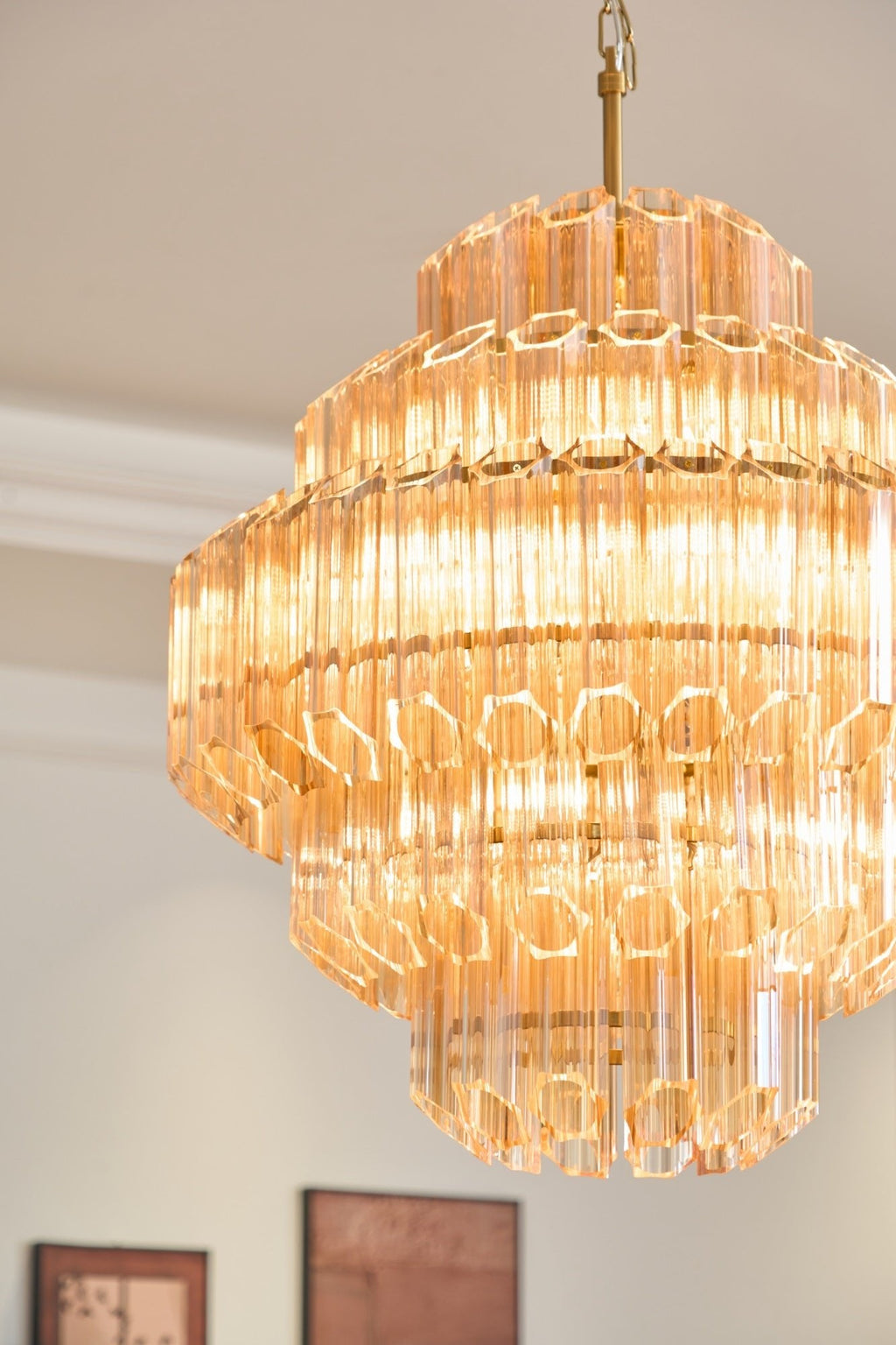 Aurum Cascade Glass Chandelier Murano lighting by Bling Lighting Studio