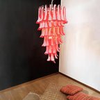 Petals Spiral Murano Red Chandelier detail view