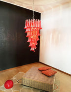 Petals Spiral Murano Red Chandelier additional product view