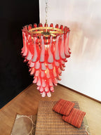 Petals Spiral Murano Red Chandelier product image