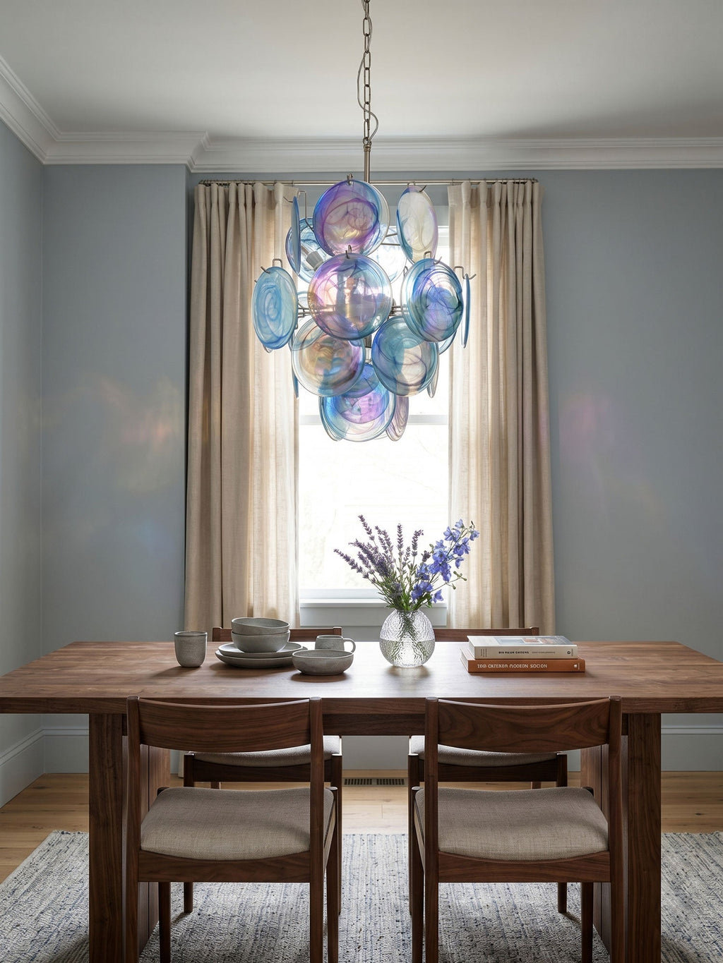 Blue Disc Glass Chandelier Glass lighting by Bling Lighting Studio