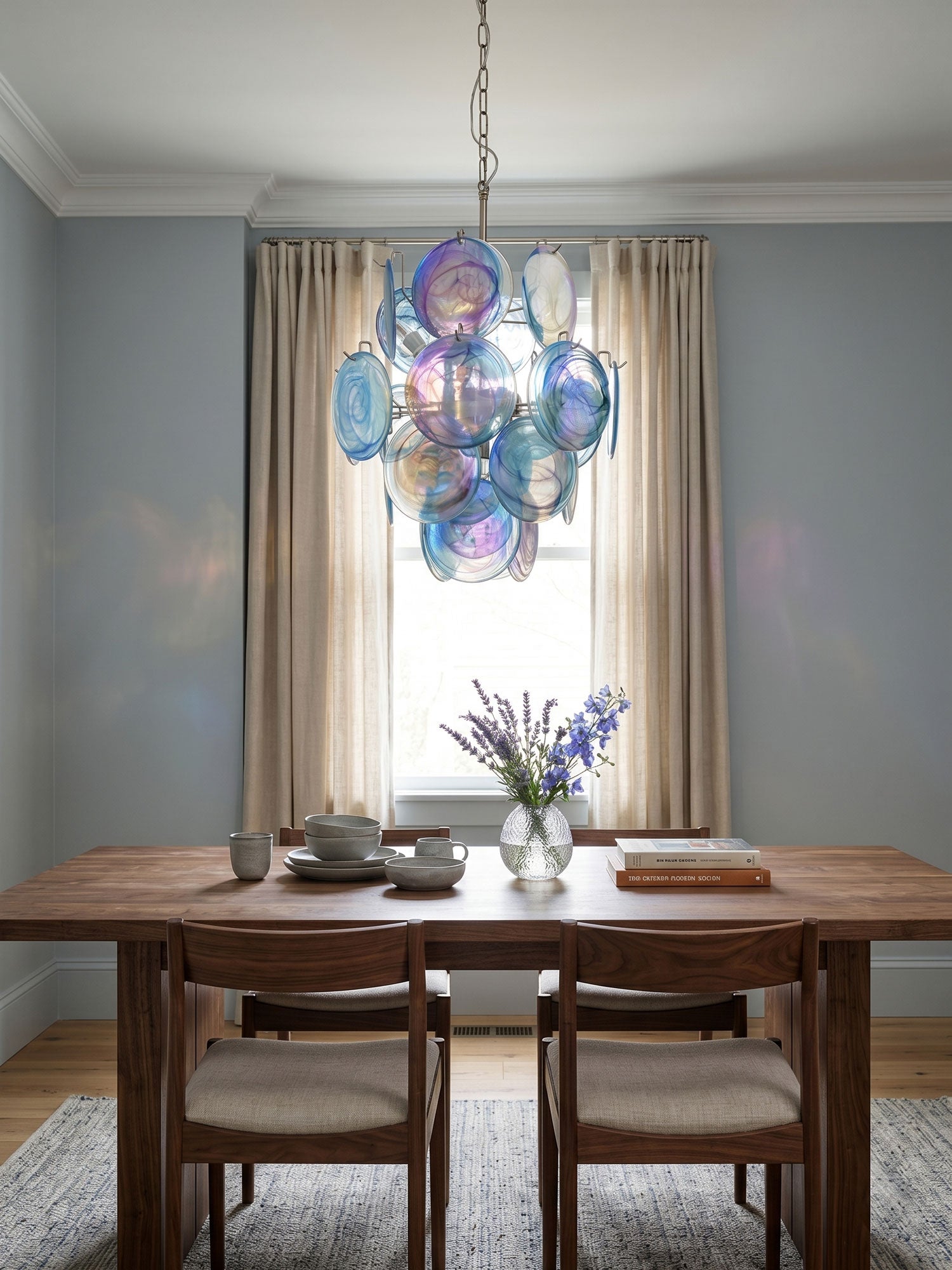 Blue Disc Glass Chandelier Glass lighting by Bling Lighting Studio