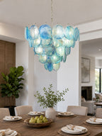 Blue Glass Disc Chandelier Glass lighting by Bling Lighting Studio