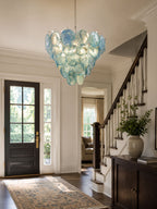Blue Glass Disc Chandelier Glass lighting by Bling Lighting Studio