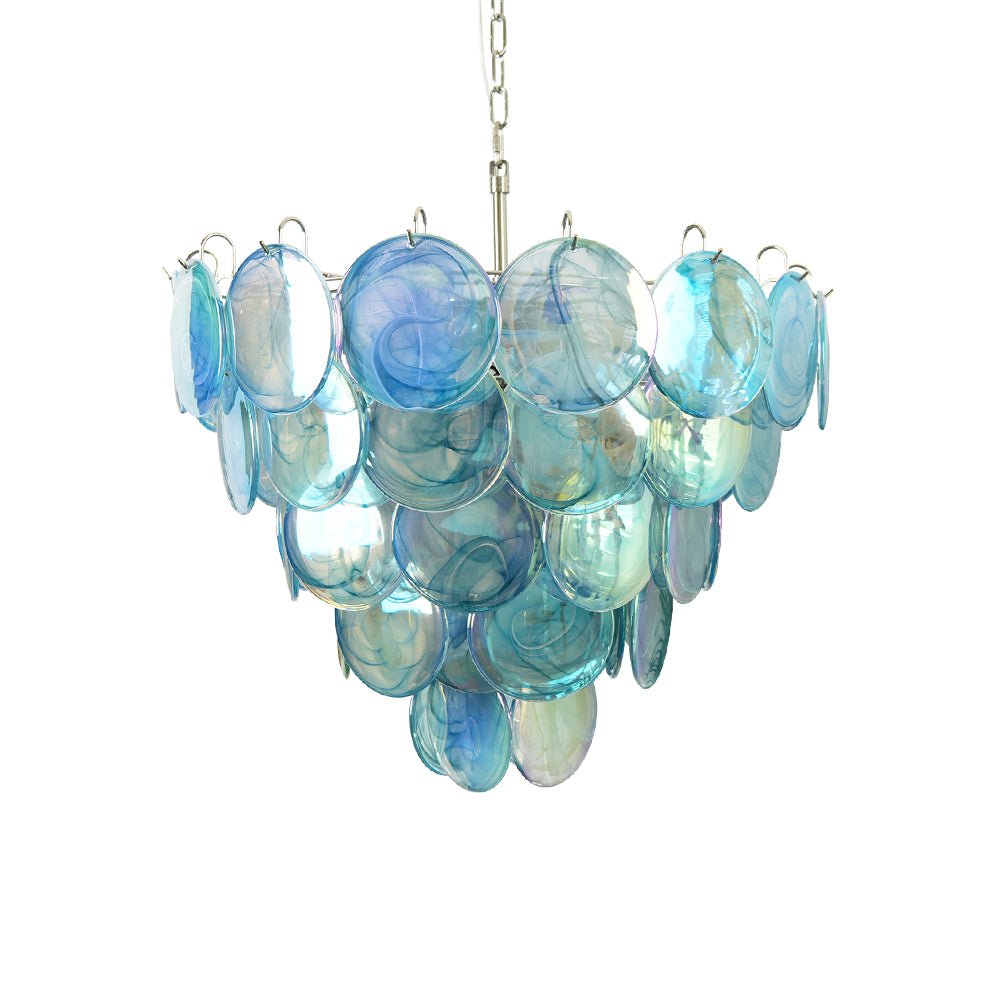 Blue Glass Disc Chandelier Glass lighting by Bling Lighting Studio