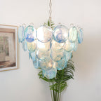 Blue Glass Disc Chandelier Glass lighting by Bling Lighting Studio