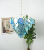 Blue Glass Disc Chandelier Glass lighting by Bling Lighting Studio