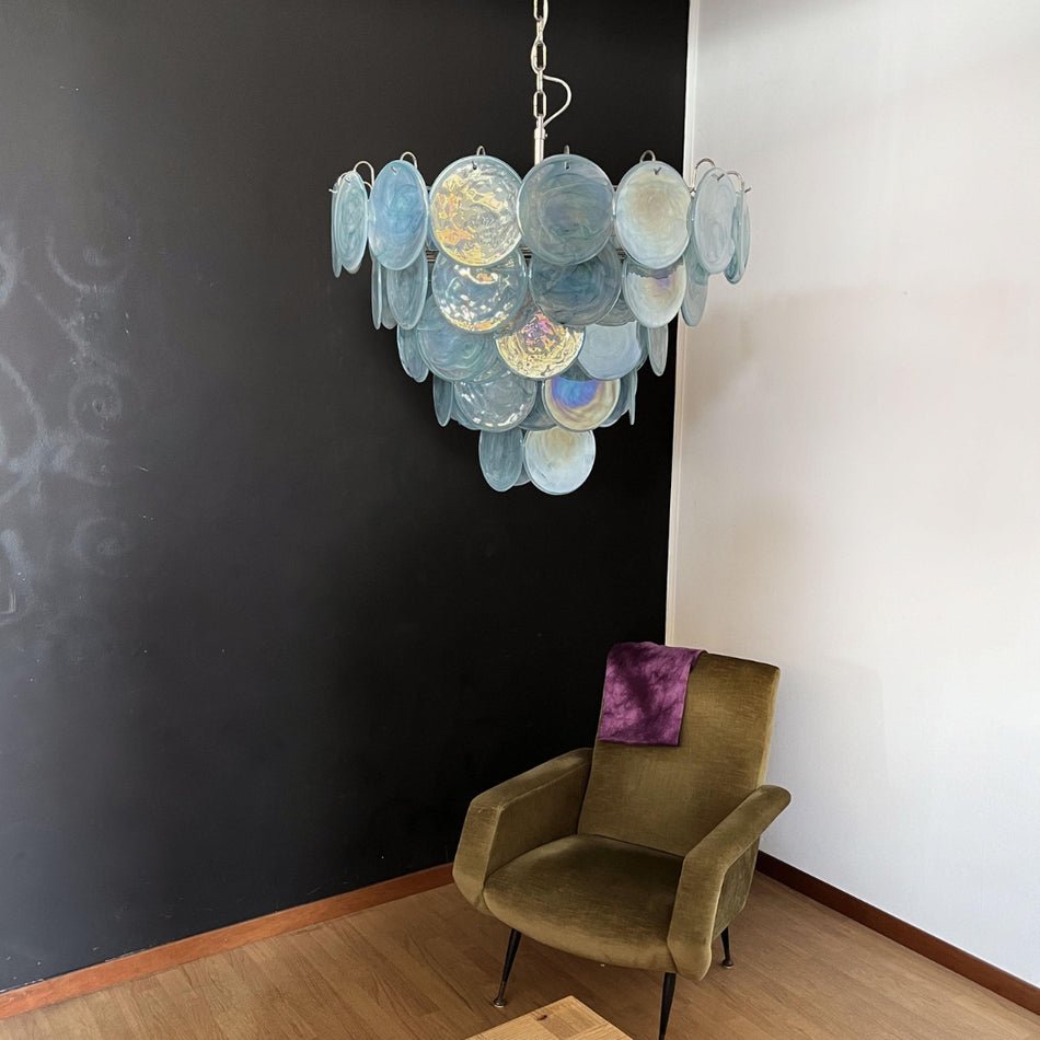 Blue Glass Disc Chandelier Glass lighting by Bling Lighting Studio