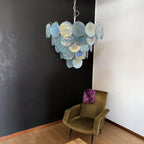 Blue Glass Disc Chandelier Glass lighting by Bling Lighting Studio