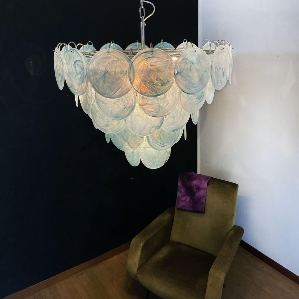 Blue Glass Disc Chandelier Glass lighting by Bling Lighting Studio