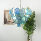 Blue Glass Disc Chandelier Glass lighting by Bling Lighting Studio