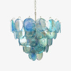 Blue Glass Disc Chandelier Glass lighting by Bling Lighting Studio