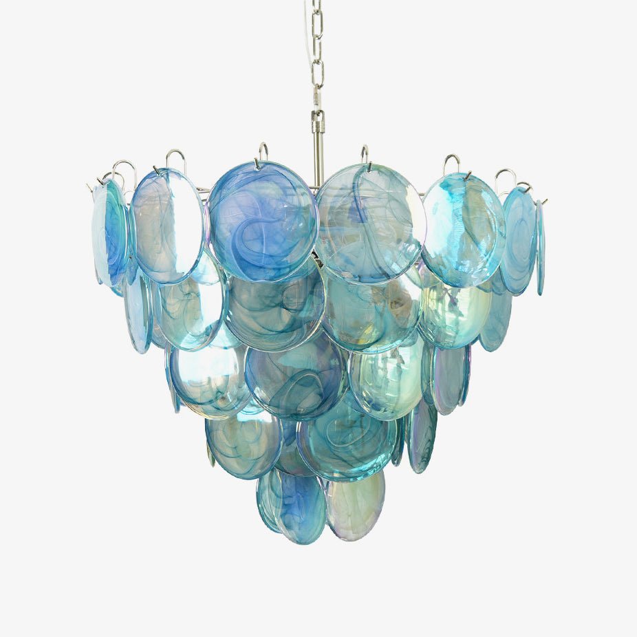 Blue Glass Disc Chandelier Glass lighting by Bling Lighting Studio
