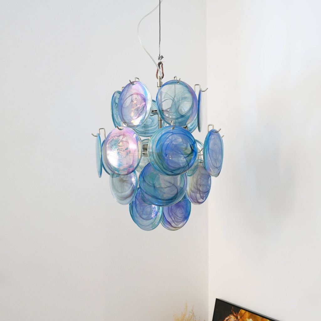 Blue Disc Glass Chandelier Glass lighting by Bling Lighting Studio