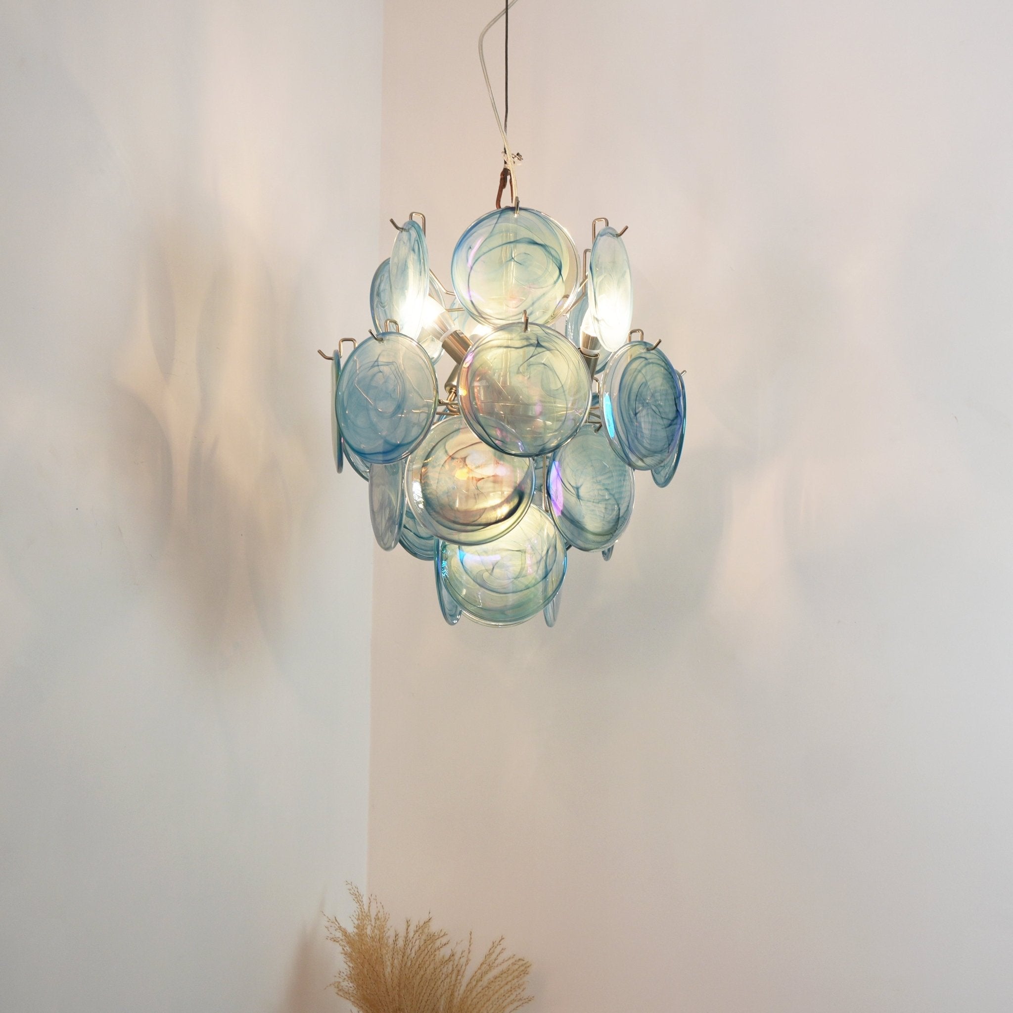 Blue Disc Glass Chandelier Glass lighting by Bling Lighting Studio