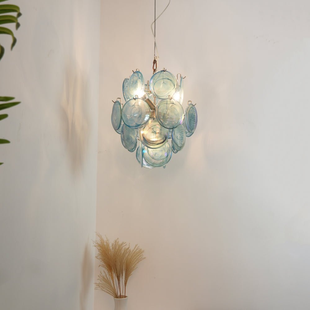 Blue Disc Glass Chandelier Glass lighting by Bling Lighting Studio