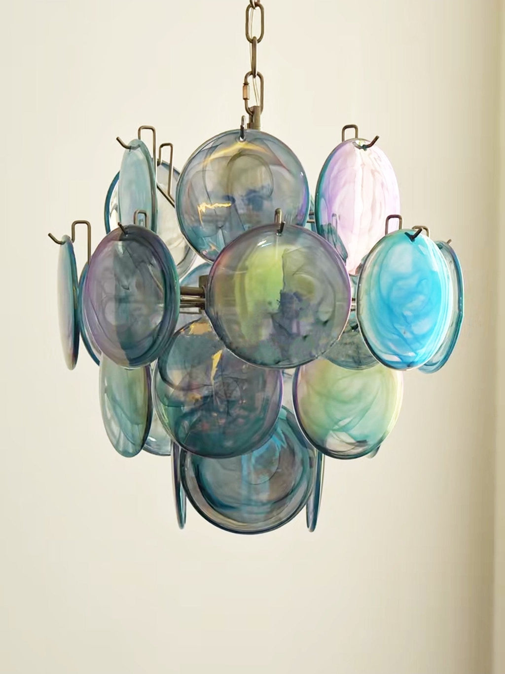 Blue Disc Glass Chandelier Glass lighting by Bling Lighting Studio
