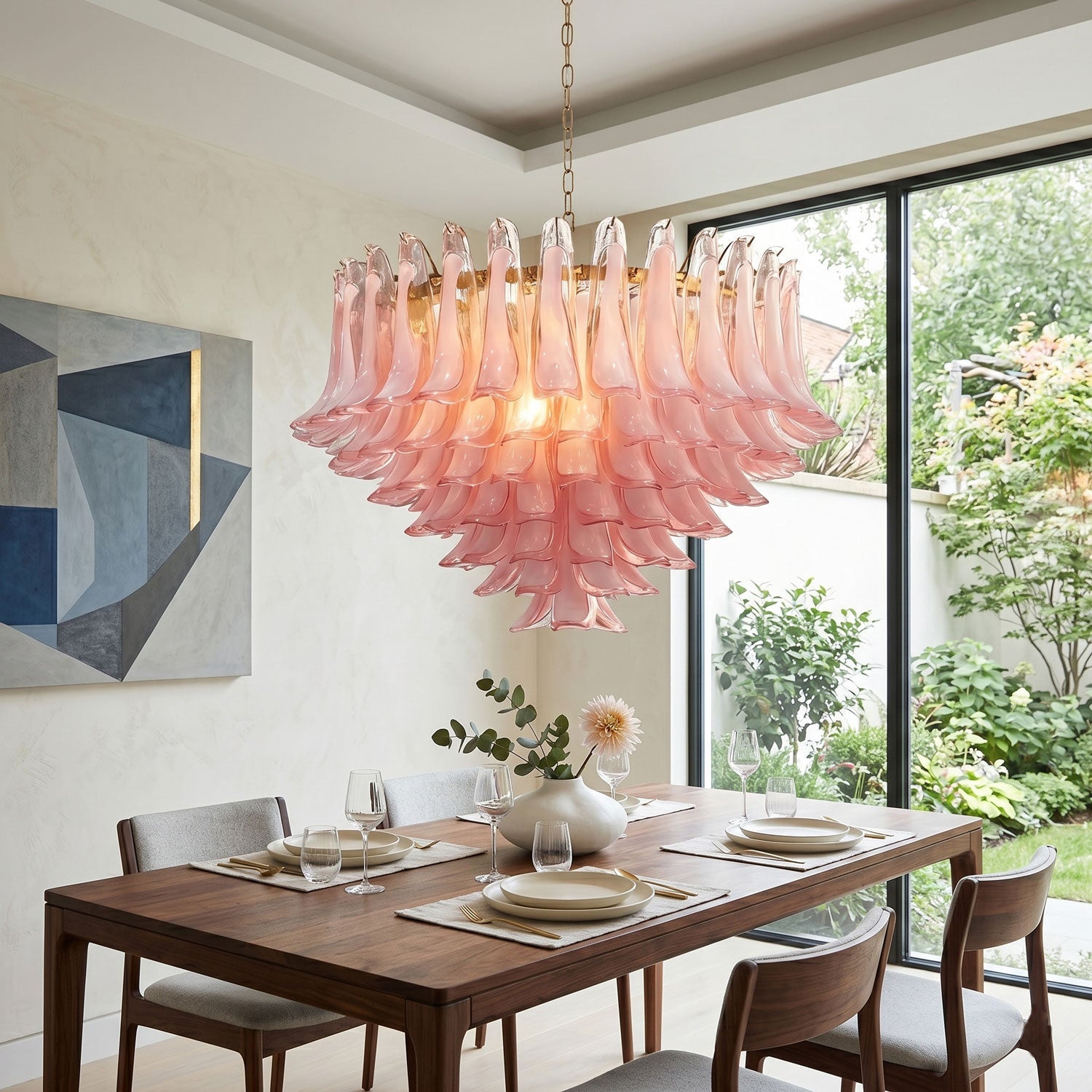 Blush Pink Glass Chandelier Glass lighting by Bling Lighting Studio