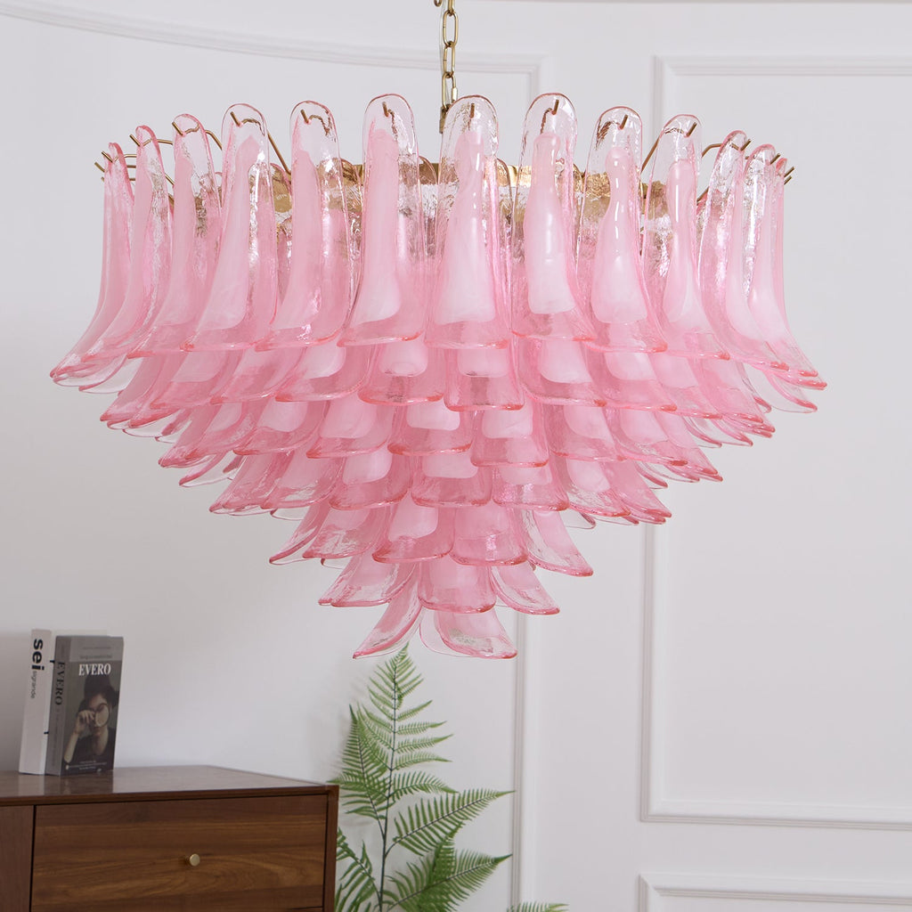 Blush Pink Glass Chandelier Glass lighting by Bling Lighting Studio