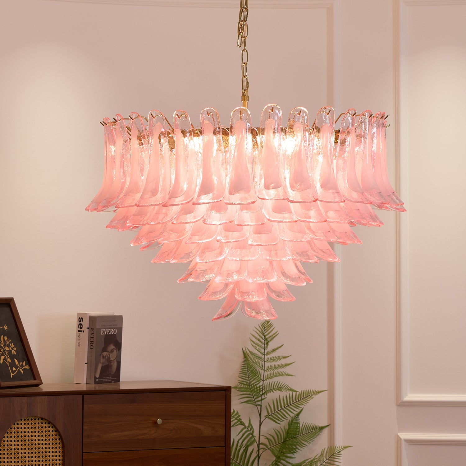 Blush Pink Glass Chandelier Glass lighting by Bling Lighting Studio