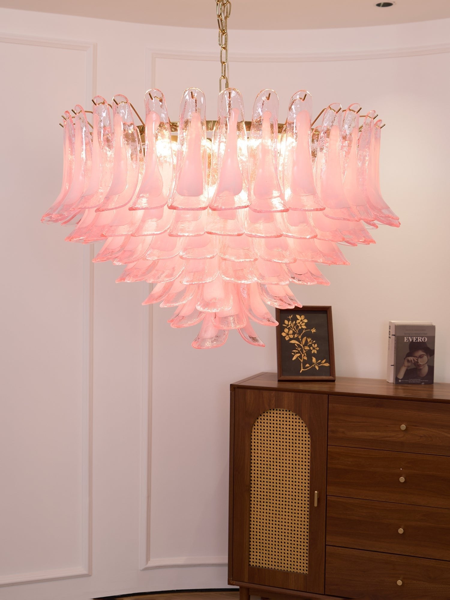 Blush Pink Glass Chandelier Glass lighting by Bling Lighting Studio