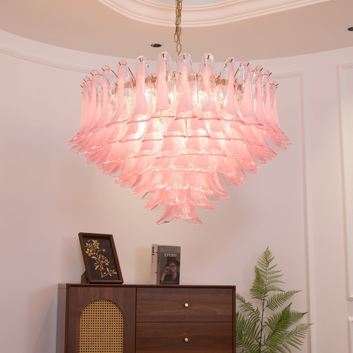 Blush Pink Glass Chandelier Glass lighting by Bling Lighting Studio