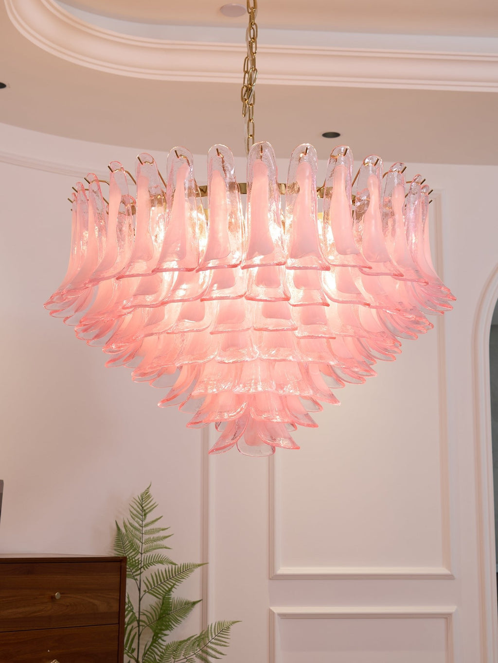 Blush Pink Glass Chandelier Glass lighting by Bling Lighting Studio