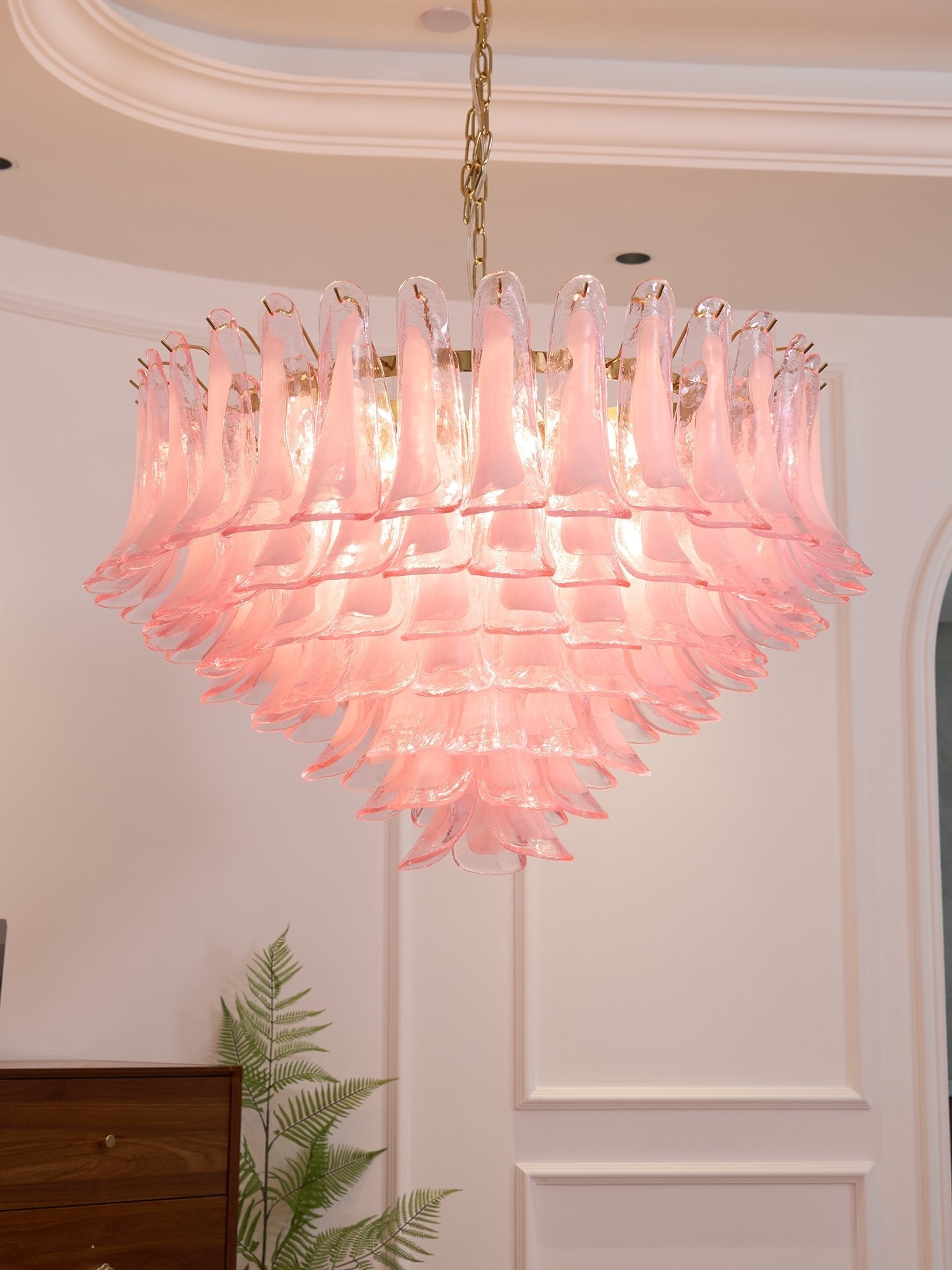 Blush Pink Glass Chandelier Glass lighting by Bling Lighting Studio