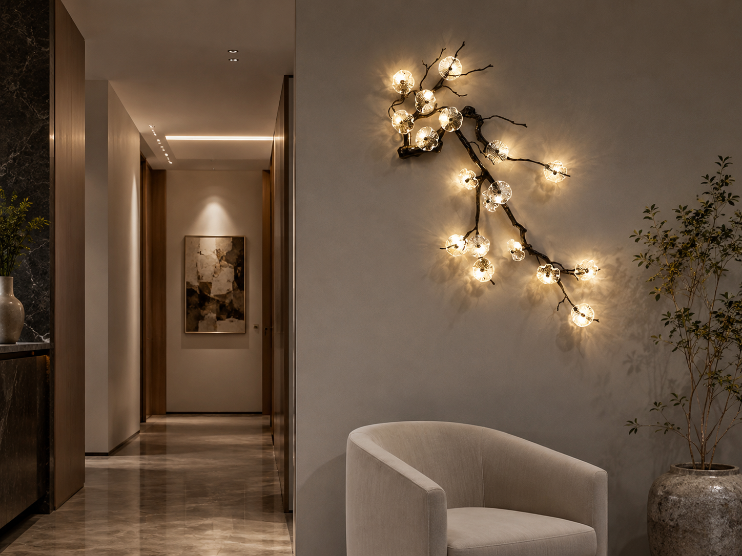 Branch wall sconce used in a villa hallway living room or luxury residential entry