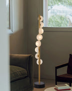 Vertical Antique Alabaster Globe Floor Lamp by Bling Lighting Studio