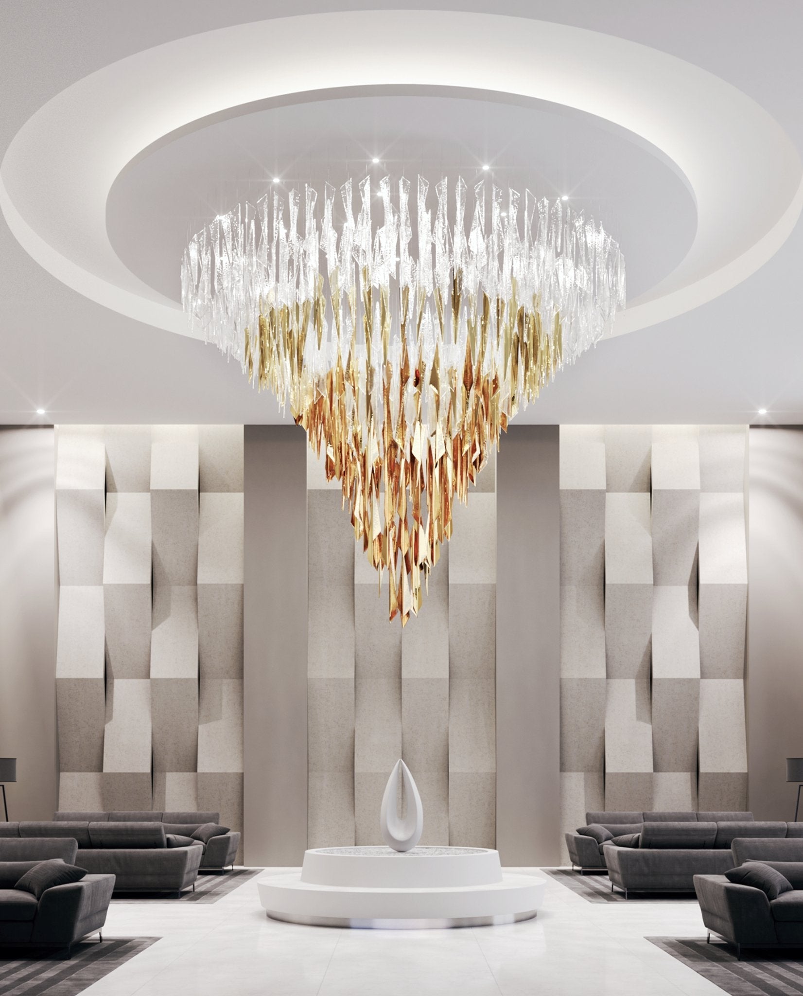 Airy Angled Glass Contemporary Chandelier