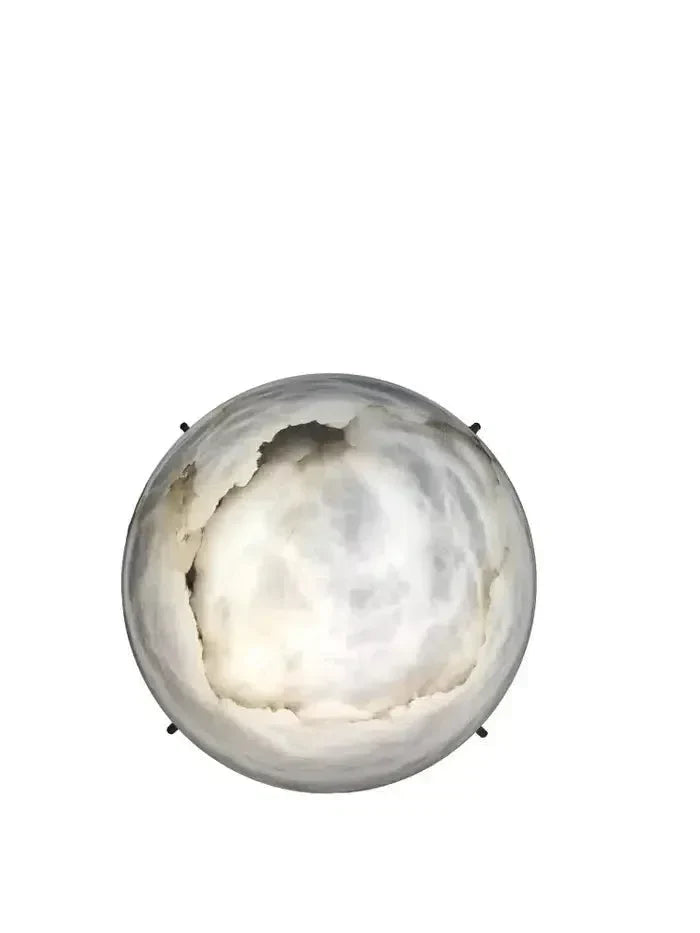 Large 'Moon 4' Alabaster Wall or Ceiling Lamp Flush Mount by Bling Lighting Studio