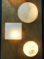 Large 'Moon 4' Alabaster Wall or Ceiling Lamp Flush Mount by Bling Lighting Studio