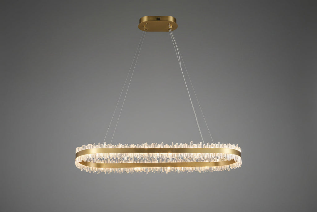 Modern 47 Inch Linear Chandelier Modern Quartz Crystal Chandelier for Dining Room by Bling Lighting Studio