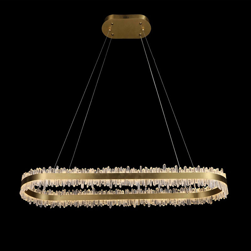 Modern 47 Inch Linear Chandelier Modern Quartz Crystal Chandelier for Dining Room material and finish detail