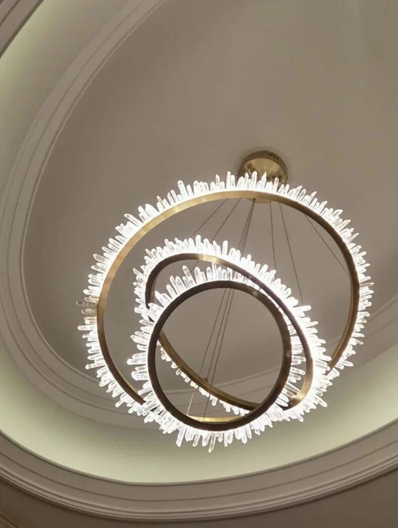 Quartz Leti multiple Round Chandlier by Bling Lighting Studio