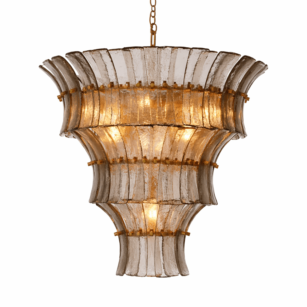 Calyra Tiered Glass Chandelier Murano lighting by Bling Lighting Studio