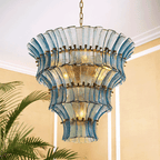 Calyra Tiered Glass Chandelier Murano lighting by Bling Lighting Studio