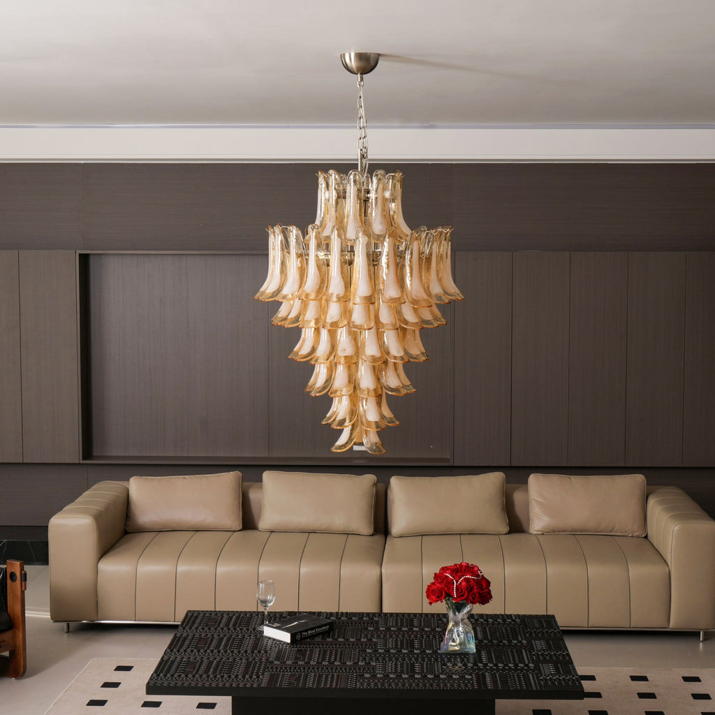 Amber Cloud Glass Petals Chandelier Glass lighting by Bling Lighting Studio