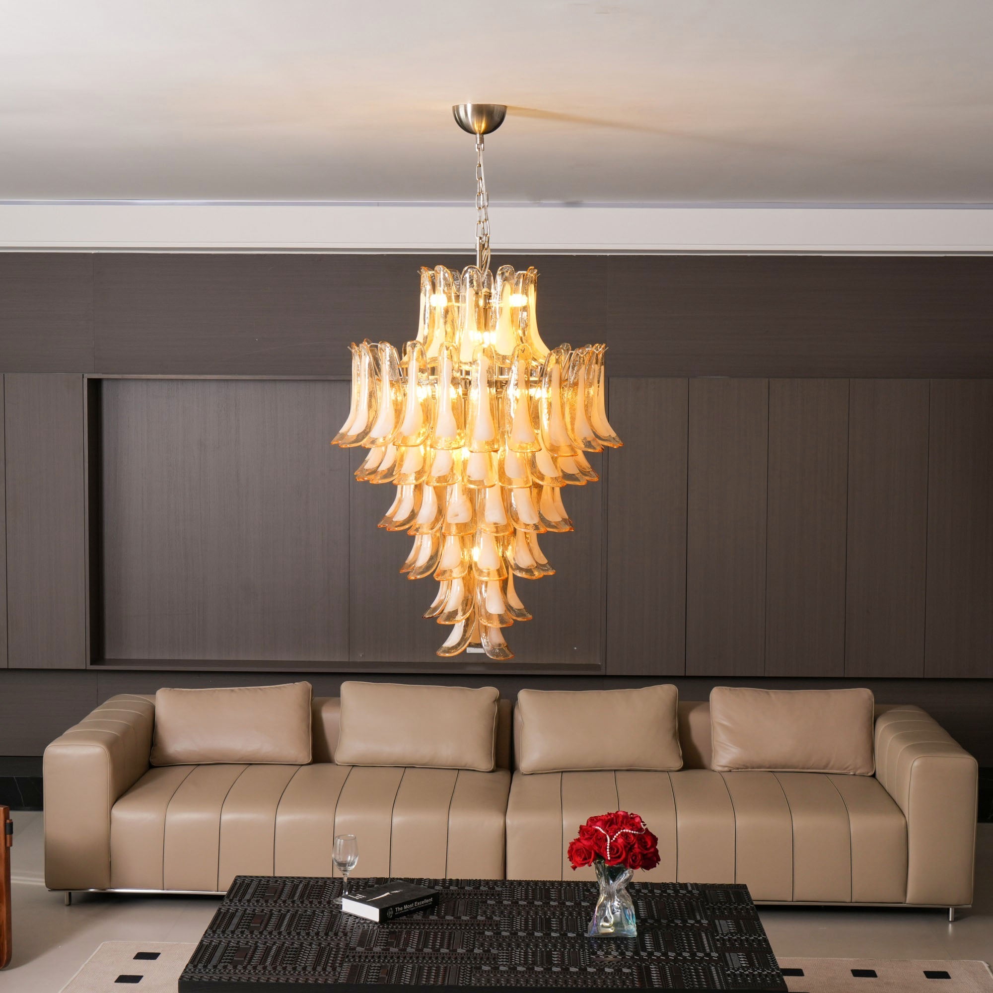 Amber Cloud Glass Petals Chandelier Glass lighting by Bling Lighting Studio